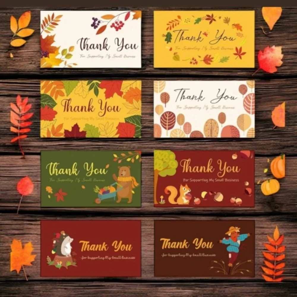 (24) Fall Thank You For Supporting My Small Business Cards (2in x 3.5in)